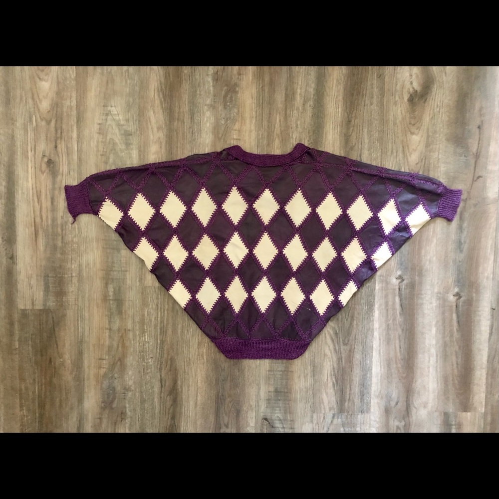 Vintage Patchwork Leather Batwing Top - image 8